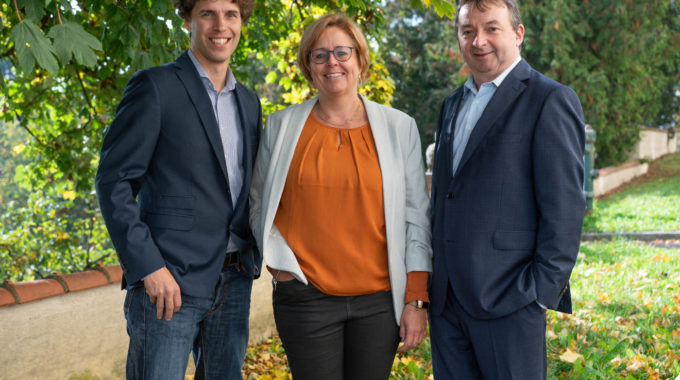Landratskandidat Nico Ach, Bärbel Stahl, Oberbürgermeisterkandidat Albert Riedelsheimer